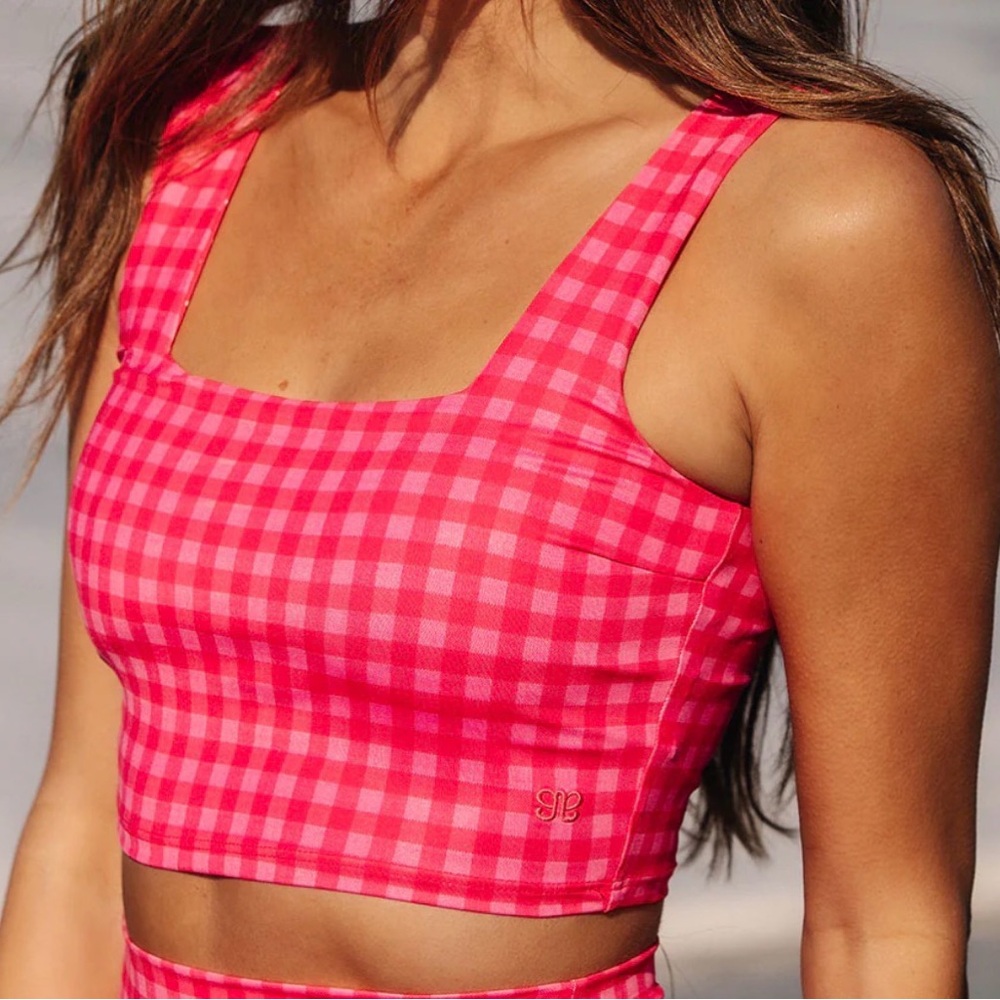 NWOT Pink Gingham Bikini Top